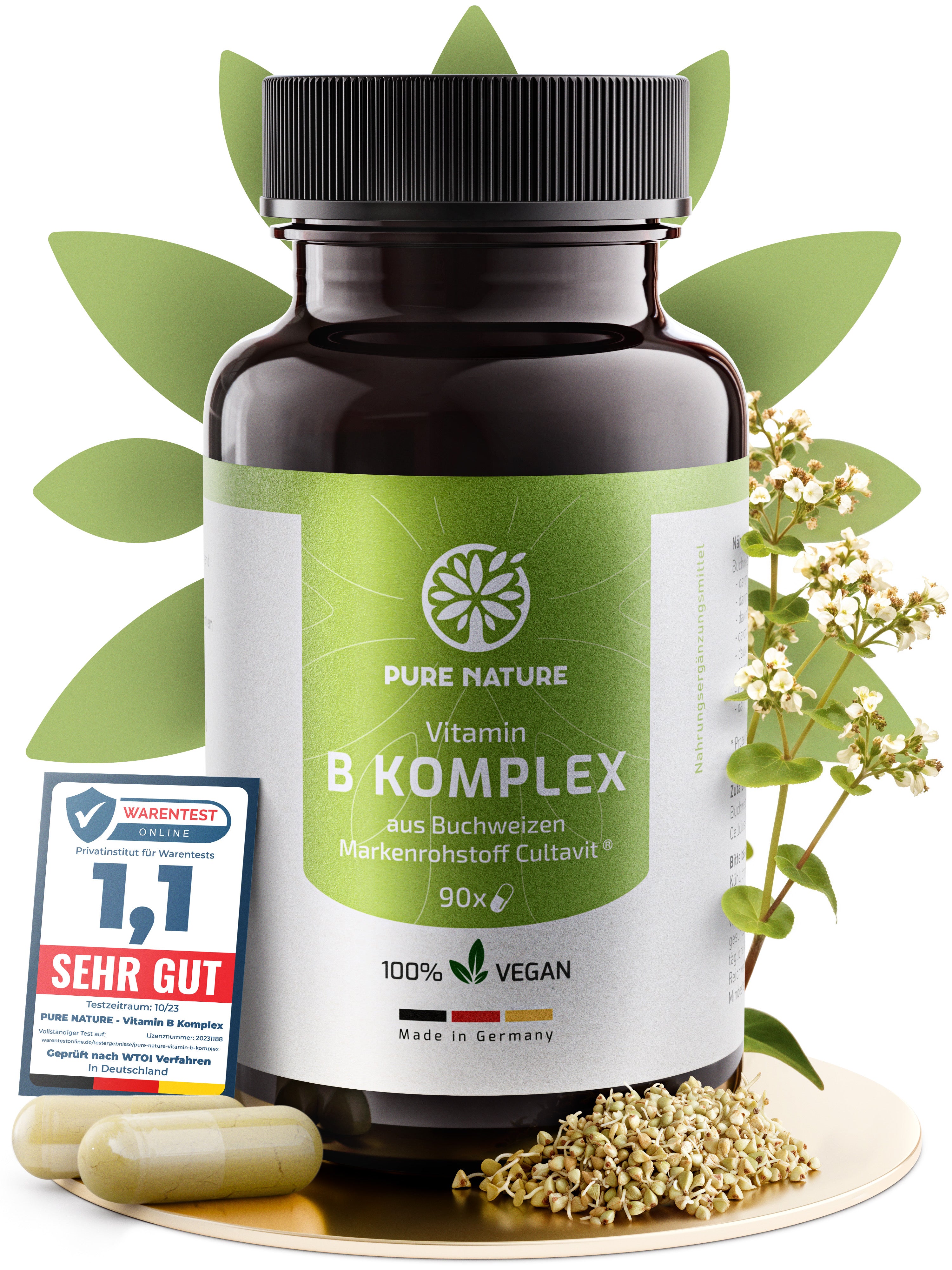 Vitamin B-Komplex aus gekeimtem Buchweizen - 90 Kapseln