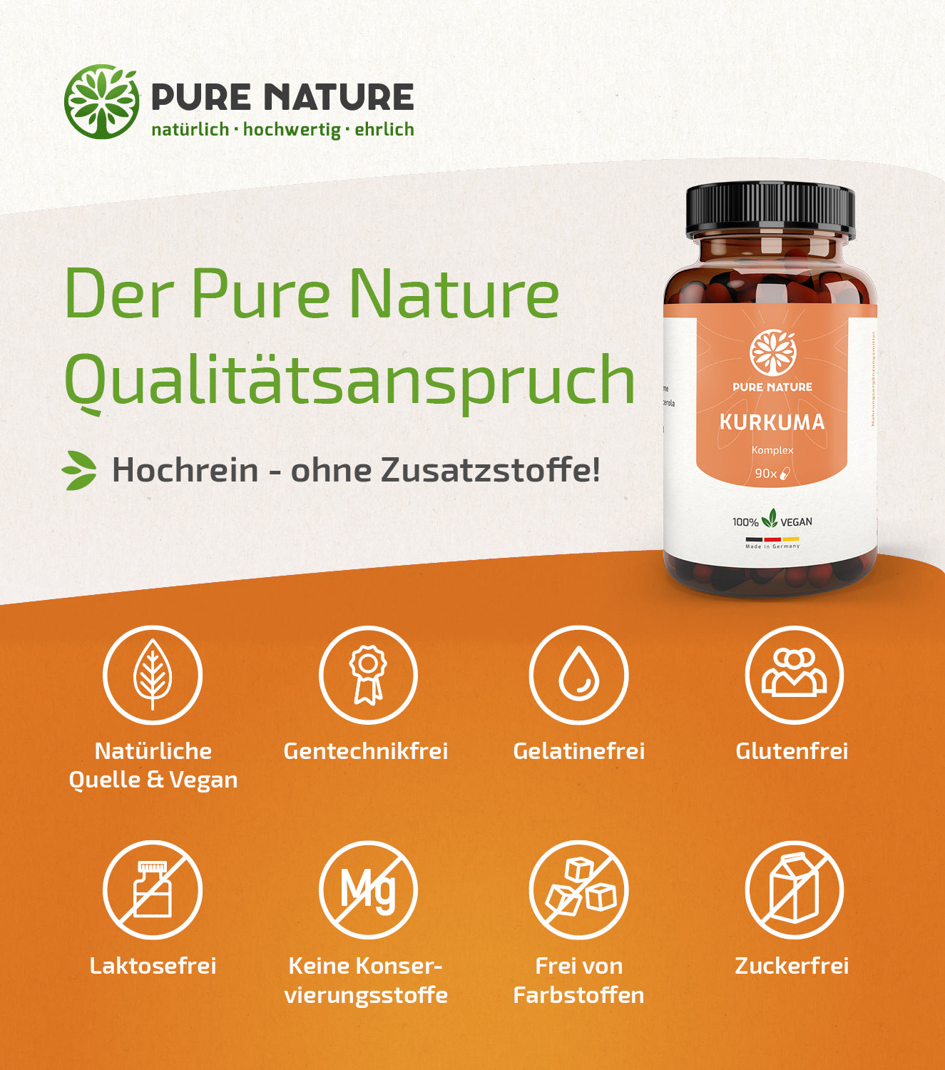 Kurkuma Komplex mit Piperin & Vitamin C - 90 Kapseln