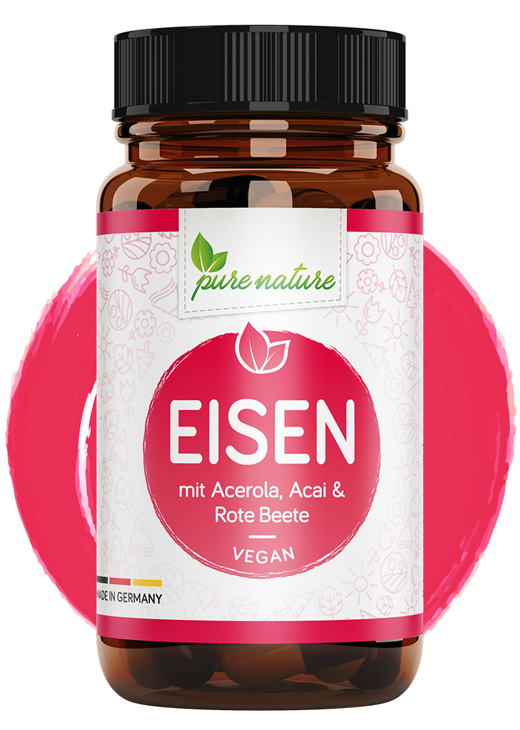 Eisen + Blutnährstoffe Açai, Rote Beete, Folsäure, Vitamin C, B2 & B12 - 120 Kapseln