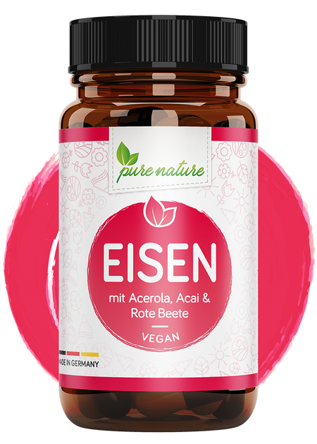 Eisen + Blutnährstoffe Açai, Rote Beete, Folsäure, Vitamin C, B2 & B12 - 120 Kapseln