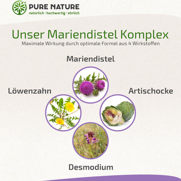 Mariendistel Komplex mit Artischocke, Löwenzahn & Desmodium - 120 Kapseln