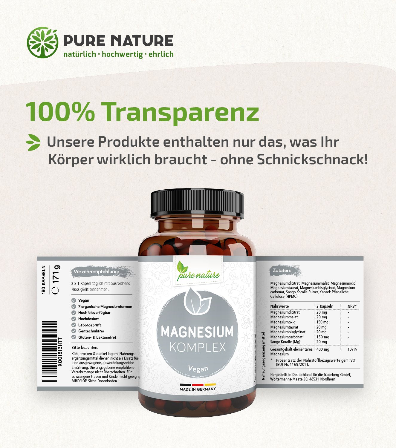 Magnesium 7in1 hochdosierter Komplex - 180 Kapseln