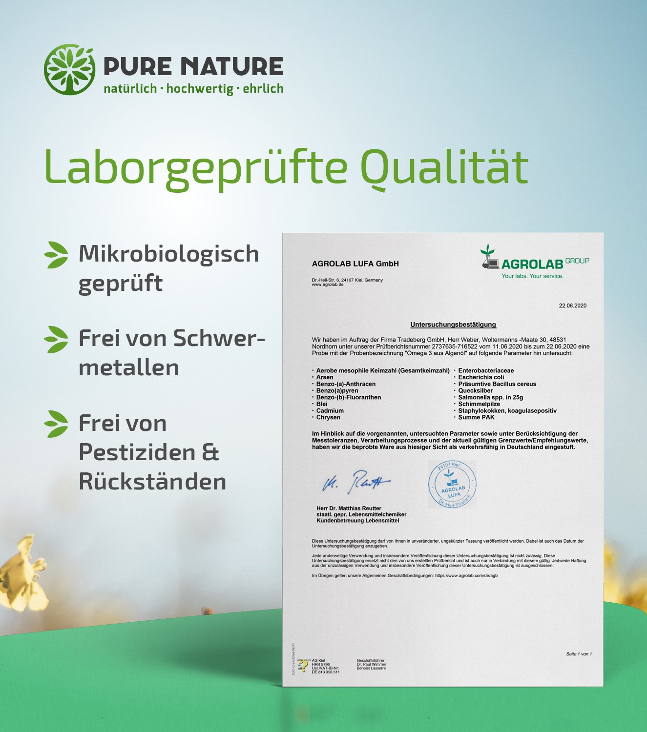 Omega 3 DHA & EPA aus reinem Algenöl - 60 Kapseln
