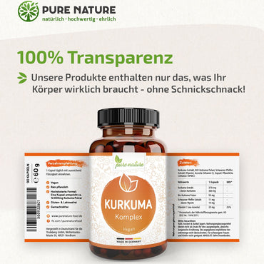 Kurkuma Komplex mit Piperin & Vitamin C - 90 Kapseln