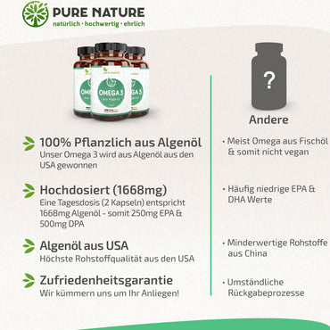 Omega 3 DHA & EPA aus reinem Algenöl - 60 Kapseln