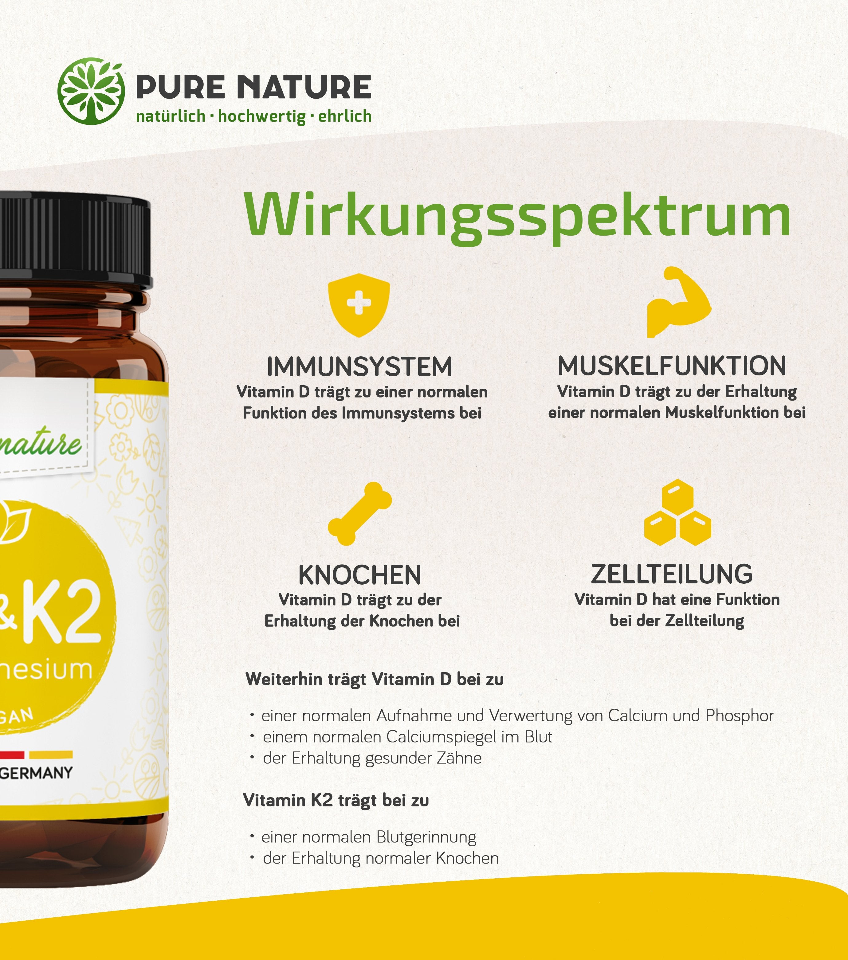 Vitamin D3 + K2 + Magnesium Komplex -  120 Tabletten